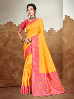 Thumbnail for Sangam Prints Mustard Yellow Silk Woven Work Traditional Saree