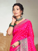 Thumbnail for Sangam Prints Pink Silk Woven Work Traditional Saree