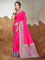 Thumbnail for Sangam Prints Pink Silk Woven Work Traditional Saree