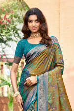 Thumbnail for Sangam Prints Olive Green Soft Silk Woven Work Traditional Saree - Dista