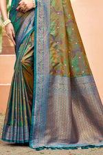 Thumbnail for Sangam Prints Olive Green Soft Silk Woven Work Traditional Saree - Dista