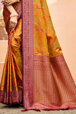 Thumbnail for Sangam Prints Mustard Orange Soft Silk Woven Work Traditional Saree - Dista