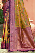 Thumbnail for Sangam Prints Mustard Green Soft Silk Woven Work Traditional Saree - Dista