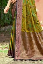 Thumbnail for Sangam Prints Olive Green Soft Silk Woven Work Traditional Saree - Dista