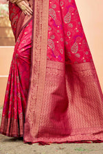 Thumbnail for Sangam Prints Rani Pink Soft Silk Woven Work Traditional Saree - Dista