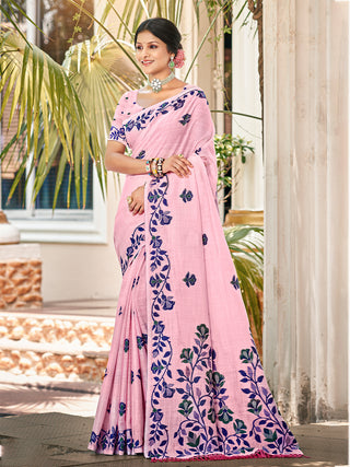 Sangam Prints Mauve Linen Woven Work Traditional Saree