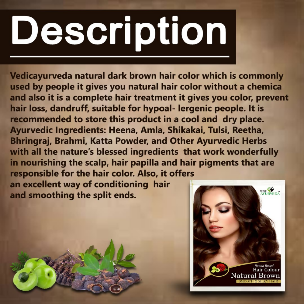 VedicAyurveda Henna Hair Color Naturally Brown - Dista