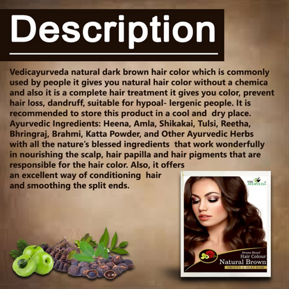 VedicAyurveda Henna Hair Color Naturally Brown - Dista