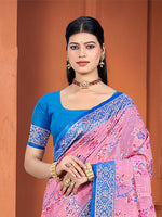 Thumbnail for Sangam Prints Pink Cotton Silk With Meena Woven Work Traditional Saree