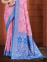 Thumbnail for Sangam Prints Pink Cotton Silk With Meena Woven Work Traditional Saree
