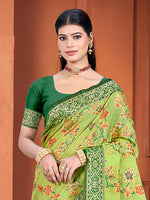 Thumbnail for Sangam Prints Green Cotton Silk With Meena Woven Work Traditional Saree