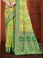 Thumbnail for Sangam Prints Green Cotton Silk With Meena Woven Work Traditional Saree