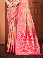 Thumbnail for Sangam Prints Peach Cotton Silk With Meena Woven Work Traditional Saree