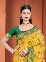 Thumbnail for Sangam Prints Yellow Cotton Silk With Meena Woven Work Traditional Saree