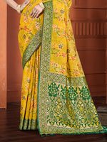 Thumbnail for Sangam Prints Yellow Cotton Silk With Meena Woven Work Traditional Saree