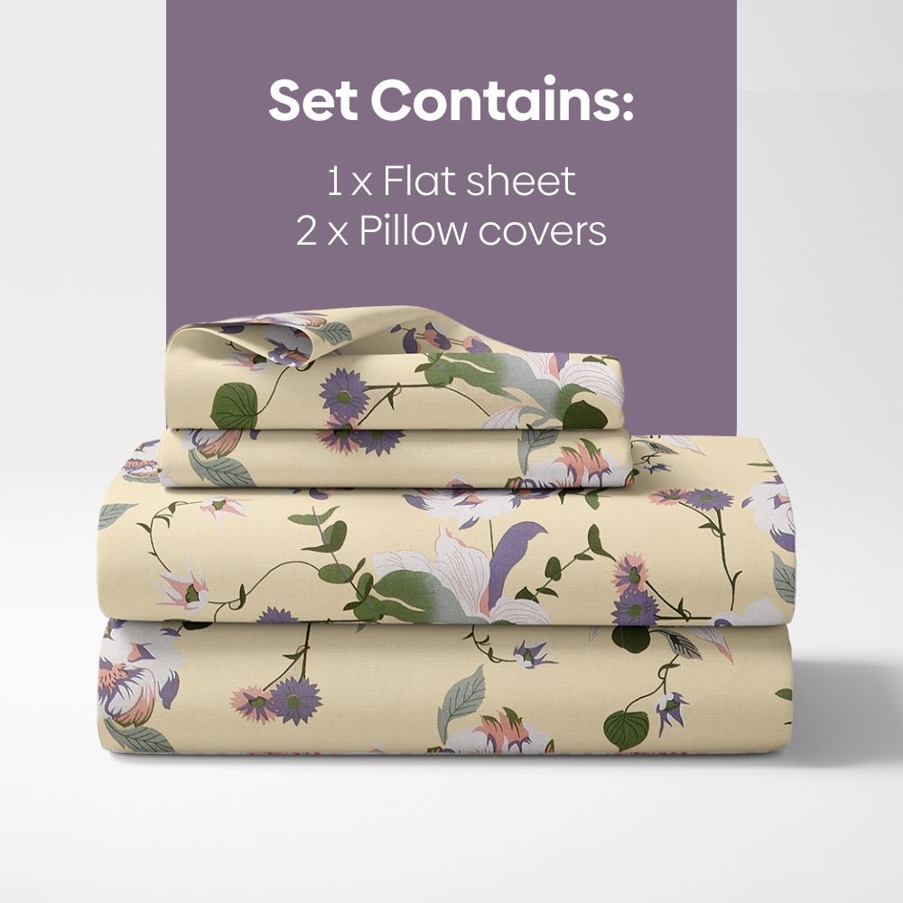 Haus & Kinder Bold Floral 100% Cotton Double Bedsheet, 144 TC - Dista