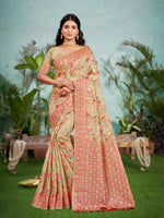 Thumbnail for Sangam Prints Beige Cotton Silk With Meena Woven Work Traditional Saree