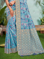 Thumbnail for Sangam Prints Sky Blue  Cotton Silk With Meena Woven Work Traditional Saree