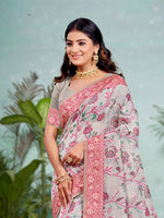 Thumbnail for Sangam Prints Gray Cotton Silk With Meena Woven Work Traditional Saree