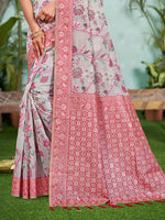 Thumbnail for Sangam Prints Gray Cotton Silk With Meena Woven Work Traditional Saree