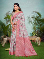 Thumbnail for Sangam Prints Gray Cotton Silk With Meena Woven Work Traditional Saree