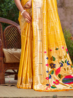 Thumbnail for Sangam Prints Yellow Silk Woven Work Traditional Saree