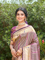 Thumbnail for Sangam Prints Mauve  Silk Woven Work Traditional Saree