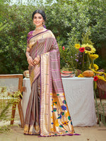 Thumbnail for Sangam Prints Mauve  Silk Woven Work Traditional Saree