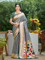 Thumbnail for Sangam Prints Gray Silk Woven Work Traditional Saree