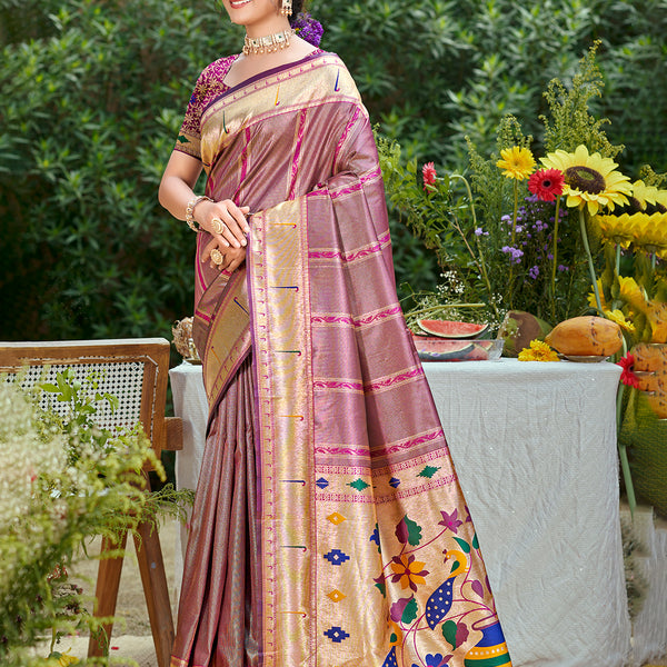 Sangam Prints Purple Silk Woven Work Traditional Saree