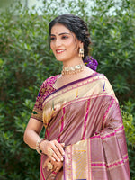 Thumbnail for Sangam Prints Purple Silk Woven Work Traditional Saree