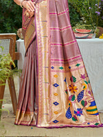 Thumbnail for Sangam Prints Purple Silk Woven Work Traditional Saree