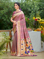 Thumbnail for Sangam Prints Purple Silk Woven Work Traditional Saree