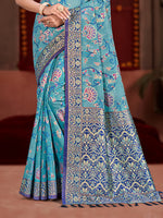 Thumbnail for Sangam Prints Sky Blue Cotton Silk With Meena Woven Work Traditional Saree