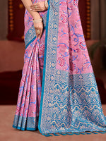 Thumbnail for Sangam Prints Pink Cotton Silk With Meena Woven Work Traditional Saree