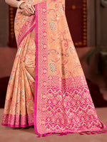Thumbnail for Sangam Prints Peach Cotton Silk With Meena Woven Work Traditional Saree