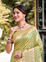 Thumbnail for Sangam Prints Mint Green Assam Silk Woven Work Traditional Saree