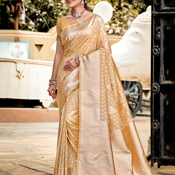 Sangam Prints Cream Assam Silk Woven Work Traditional Saree