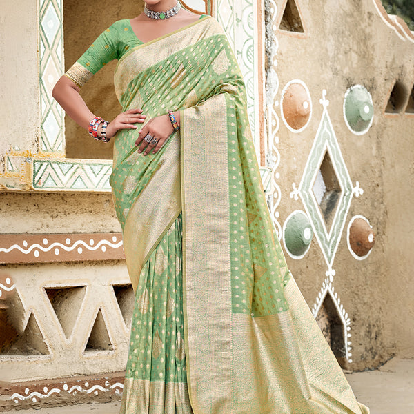 Sangam Prints Sea Green Assam Silk Woven Work Traditional Saree