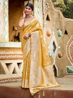 Thumbnail for Sangam Prints Mustard Assam Silk Woven Work Traditional Saree