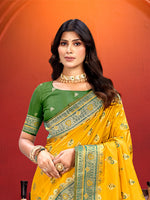 Thumbnail for Sangam Prints Yellow Silk Woven Work Traditional Saree