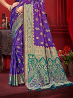 Thumbnail for Sangam Prints Purple Silk Woven Work Traditional Saree