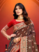 Thumbnail for Sangam Prints Brown  Silk Woven Work Traditional Saree