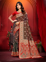 Thumbnail for Sangam Prints Brown  Silk Woven Work Traditional Saree