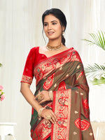 Thumbnail for Sangam Prints Light Brown Silk Woven Work Traditional Saree