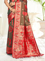 Thumbnail for Sangam Prints Light Brown Silk Woven Work Traditional Saree
