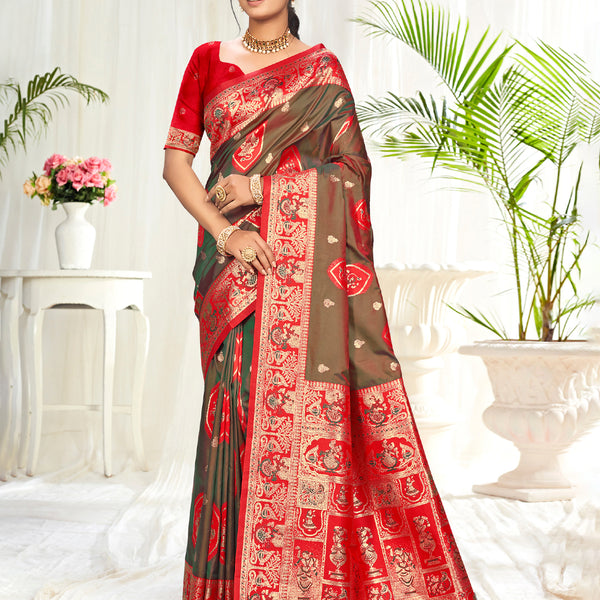 Sangam Prints Light Brown Silk Woven Work Traditional Saree