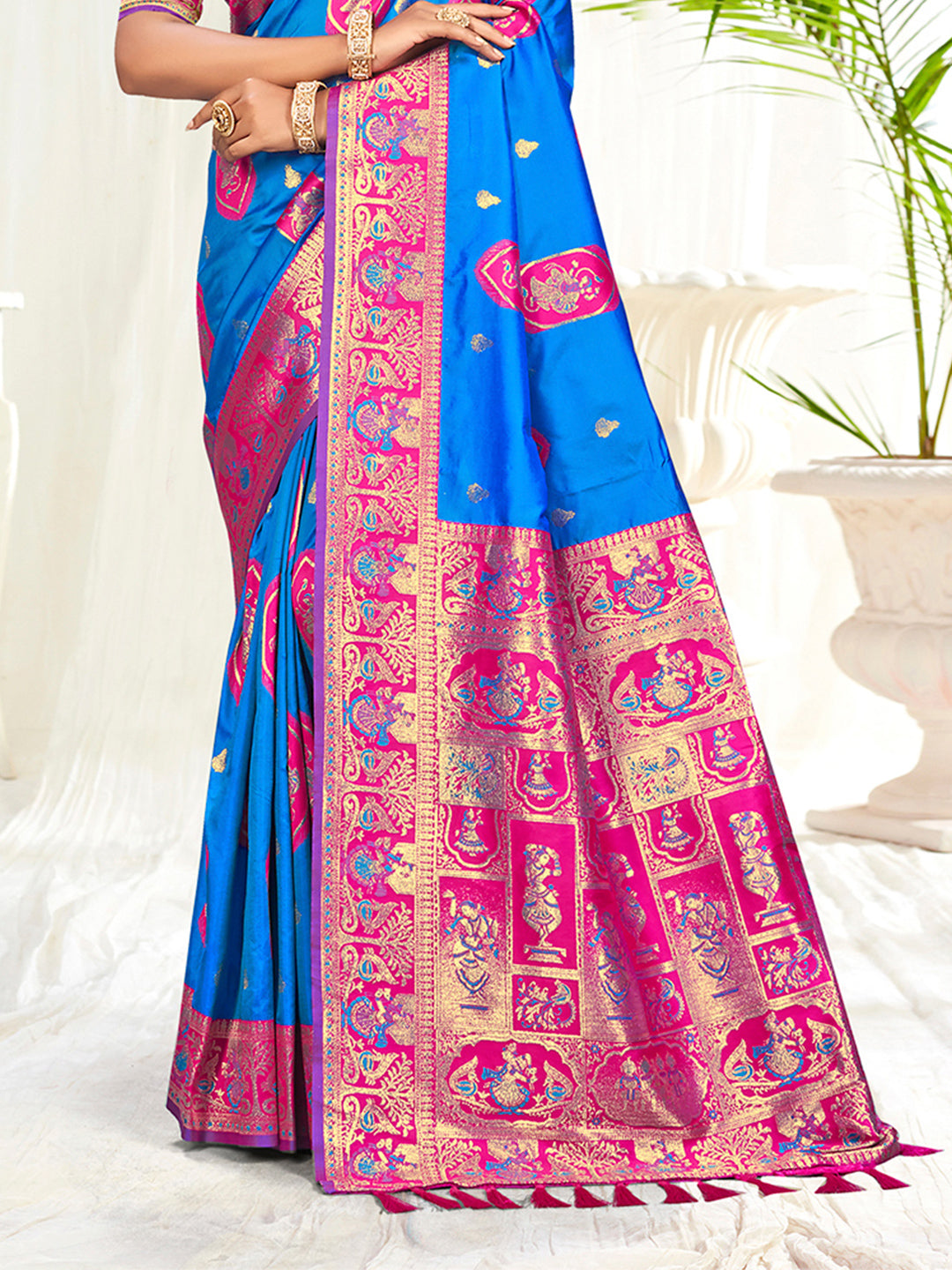 Sangam Prints Blue Silk Woven Work Traditional Saree