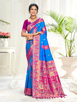 Thumbnail for Sangam Prints Blue Silk Woven Work Traditional Saree