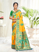 Thumbnail for Sangam Prints Yellow Silk Woven Work Traditional Saree